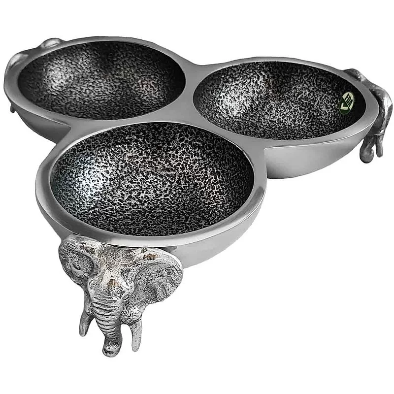 Elephant Round Triple Bowl