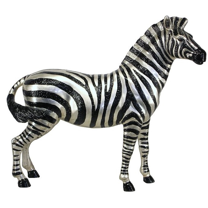 Zebra sculpture silver and black (male)