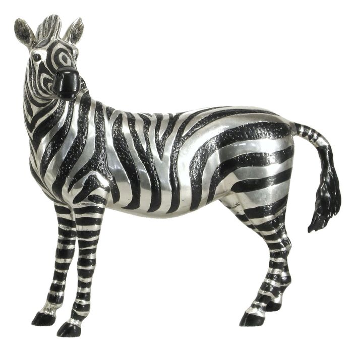 Zebra Sculpture Silver and Black (Female)