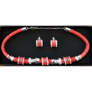 Red Necklace & Earrings Set