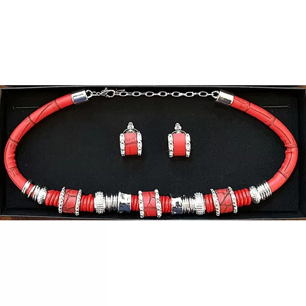 Red Necklace & Earrings Set