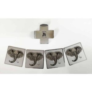 Coaster set of 4 - Elephant engraved