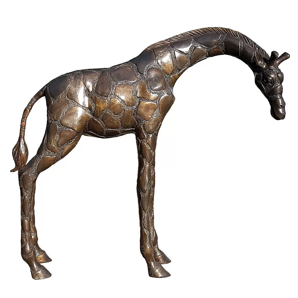 Bronze Giraffe sculpture head down (Large)