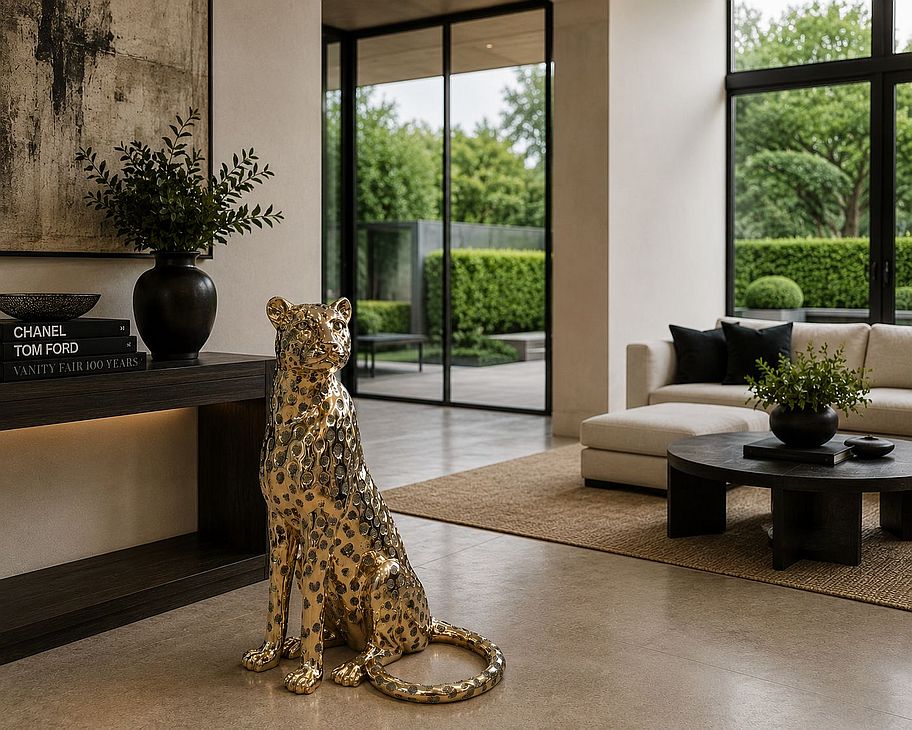 Cheetah Sitting golden sculpture (Arrow - golden hunter) - Image 4