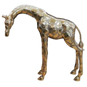 Golden Giraffe sculpture head down (Large)