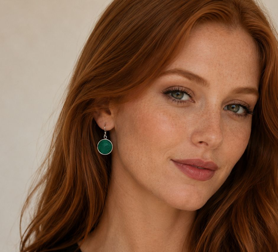 Earrings round - brilliant green - Image 2