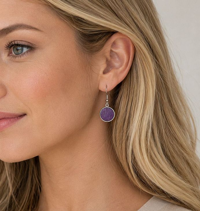 Earrings round - African violet - Image 2