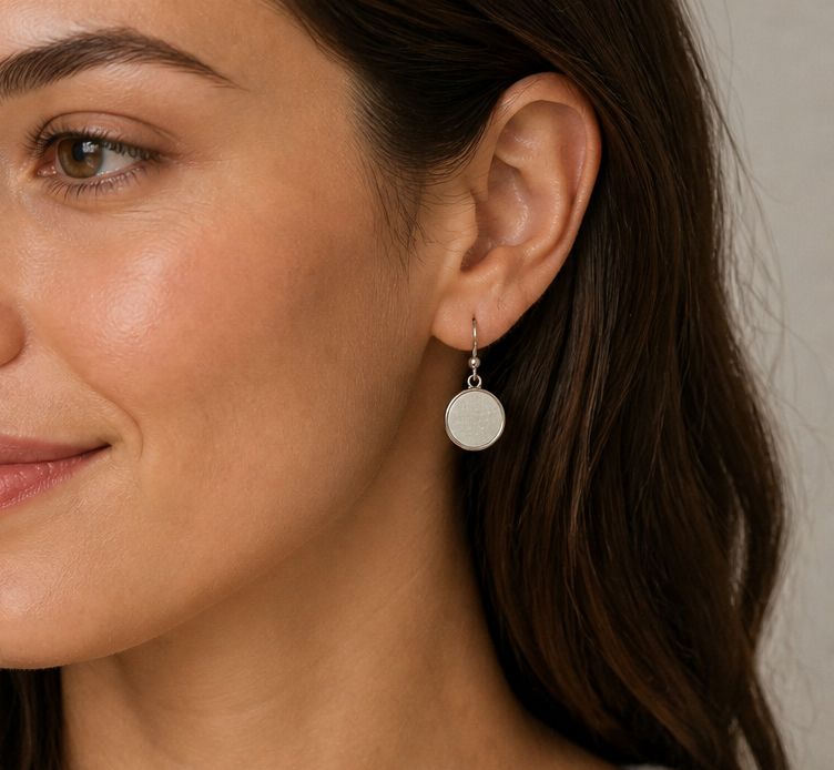 Earrings round - white - Image 2
