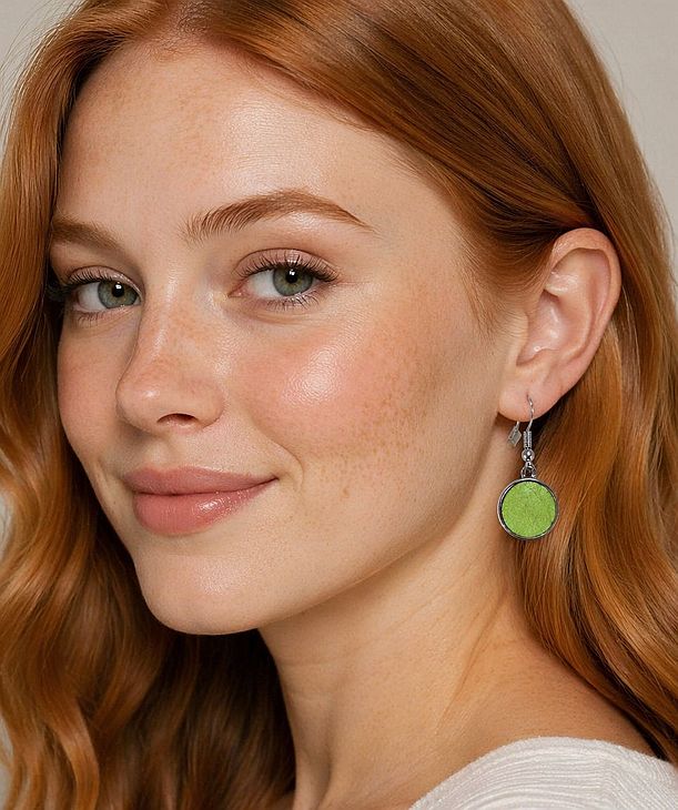 Earrings round - chartreuse - Image 2