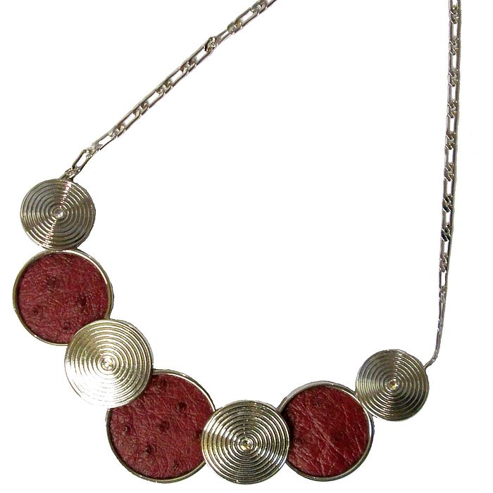 Ostrich necklace - campari