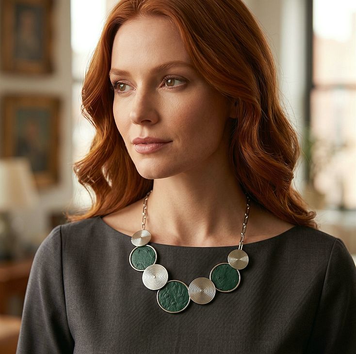 Ostrich necklace - brilliant green - Image 2