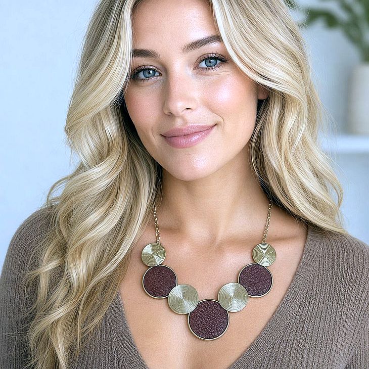 Ostrich Necklace - Burgundy - Image 2