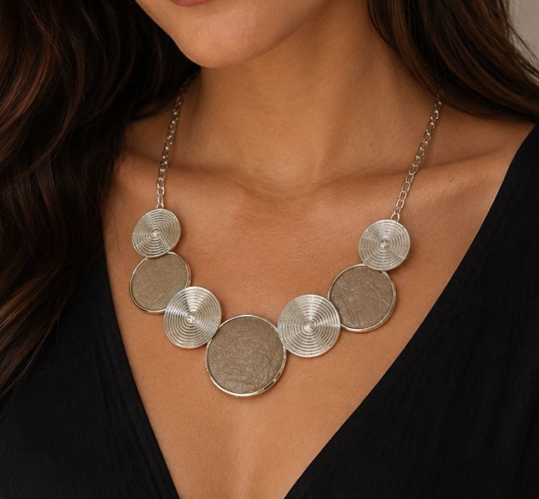 Ostrich Necklace - Taupe - Image 2